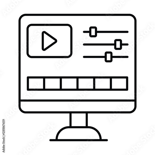 Video Edition thinline icon, vector, pixel perfect, illustrator file 
