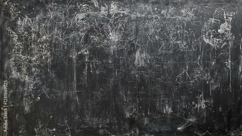 Textured grey chalkboard with erased chalk patterns for background or design concept