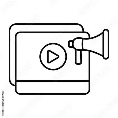 Video Marketing thinline icon, vector, pixel perfect, illustrator file 
 