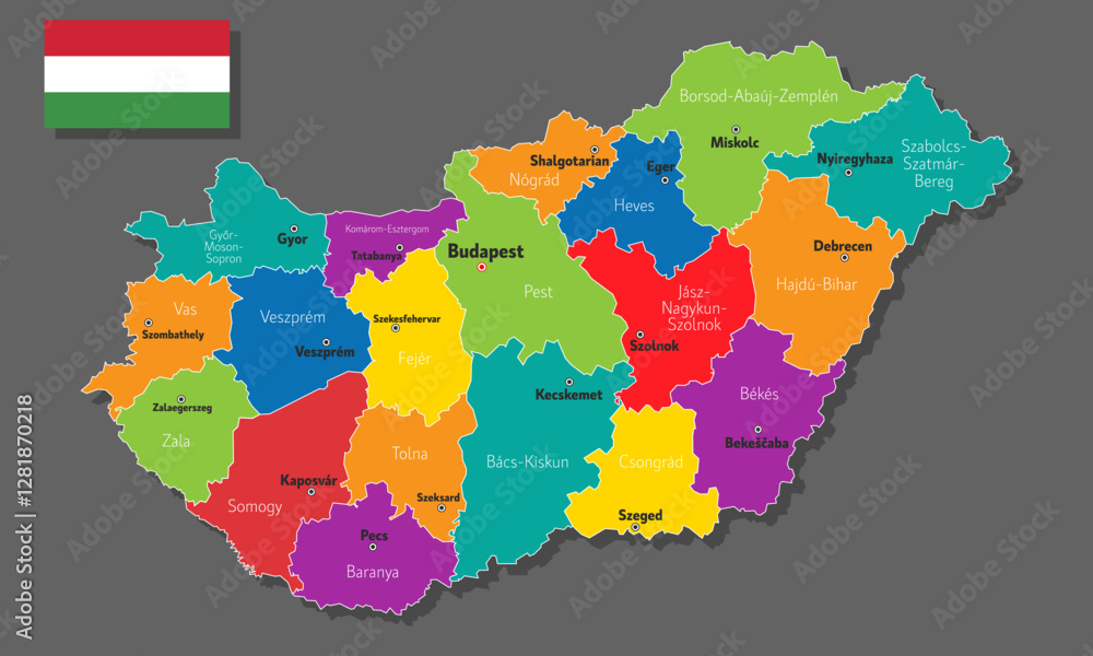 Obraz premium Vector map of Hungary