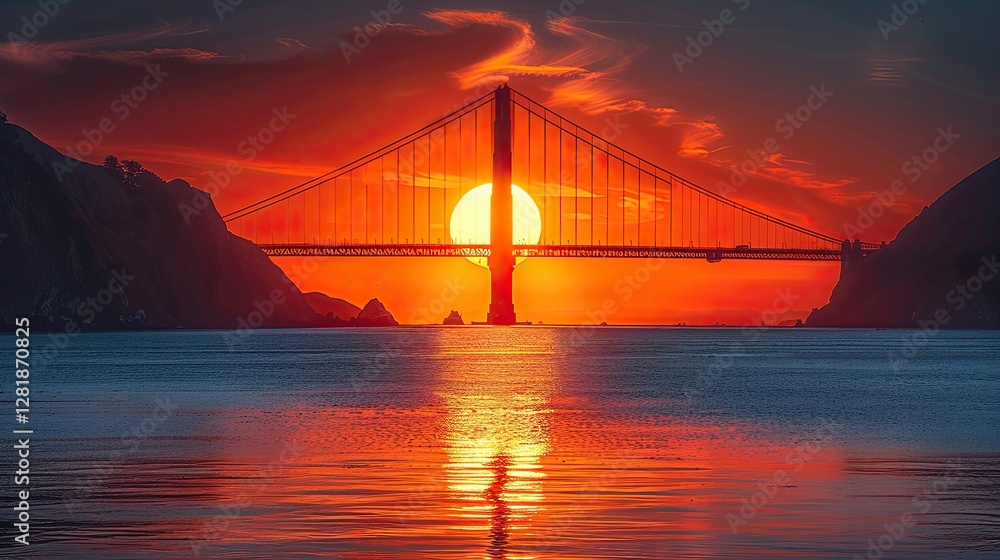 Fototapeta premium View of the Golden Gate Bridge at Sunset Nature Background