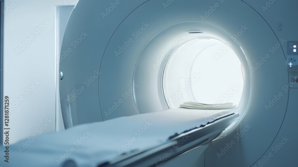 Modern Medical MRI Scanner Machine Empty Table Hospital Diagnostic Equipment Professional Healthcare Technology Modern Medical MRI Scanner Machine Empty Table Hospital Diagnostic Equipment Professional Healthcare Technology