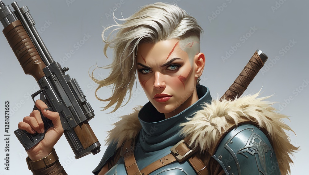 Fierce Post-Apocalyptic Warrior – Sci-Fi Female Soldier Ready for Battle Fierce Post-Apocalyptic Warrior – Sci-Fi Female Soldier Ready for Battle