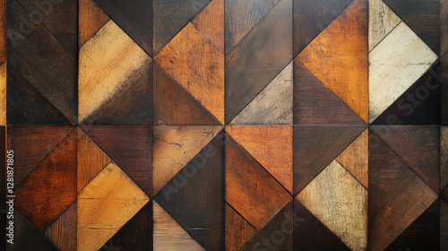 Wallpaper Mural Geometric patterns on hardwood wall for interior design and decoration Torontodigital.ca