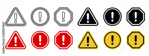 Caution warning signs set. Exclamation marks