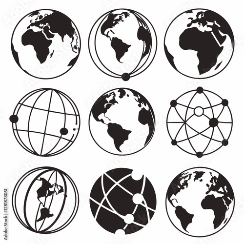 vector set of globes
