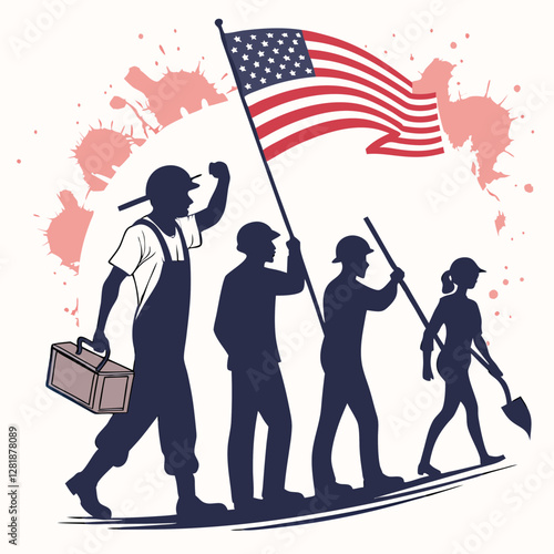 american flag and man