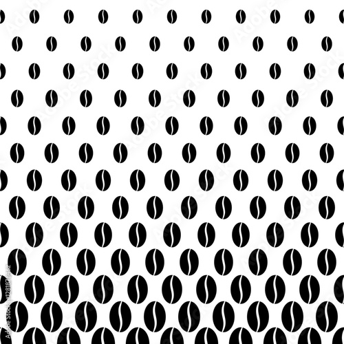 Coffee seamless pattern. Repeated coffee bean patterns. Repeating black beans isolated on white background. Seed for cafe. Geometric coffe texture. Abstract grain. Grains border. Vector illustration