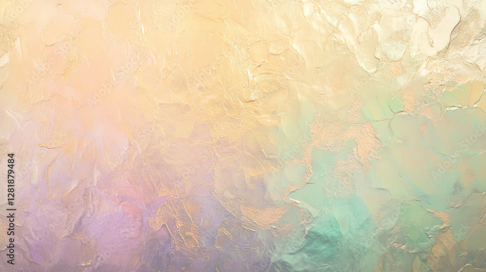 Obraz premium Iridescent pearl wall texture with soft pastel colors for elegant design