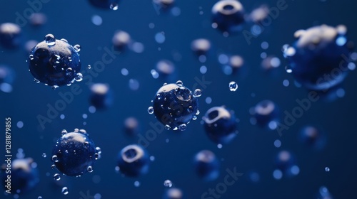 Wallpaper Mural Juicy blueberries scattered across a deep blue background, creating a monochromatic effect. Torontodigital.ca