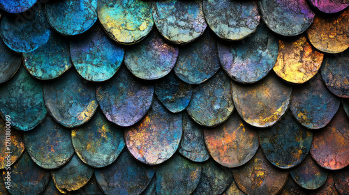 Wallpaper Mural Iridescent scale texture pattern for interior design or art projects Torontodigital.ca