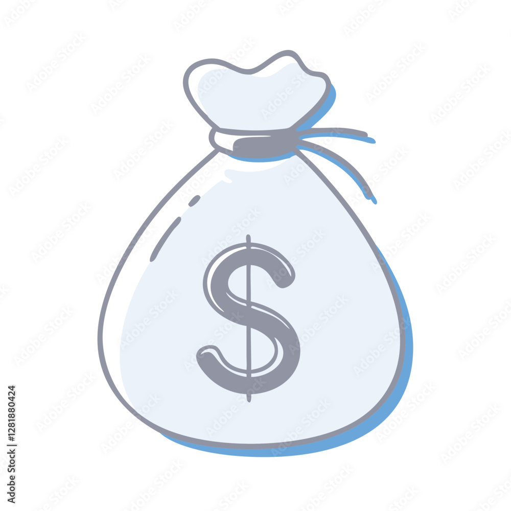Soft blue money bag icon with a dollar sign on transparent background
Soft blue money bag icon with a dollar sign on transparent background