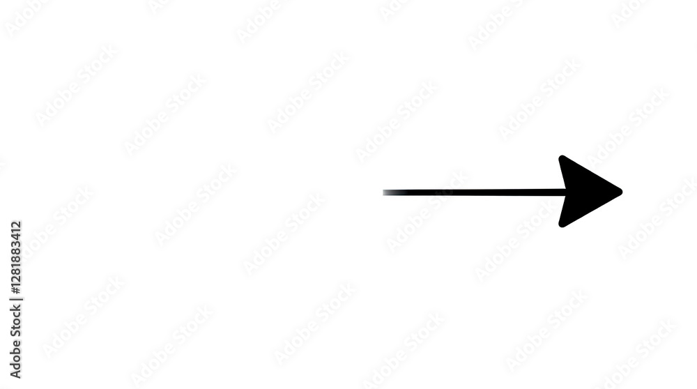 Black arrow pointing to the side. Arrow shape element isolated on white background, vector illustration