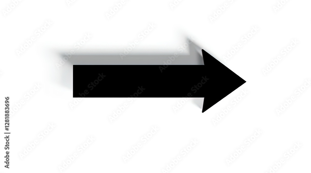 Black arrow pointing to the side. Arrow shape element isolated on white background, vector illustration