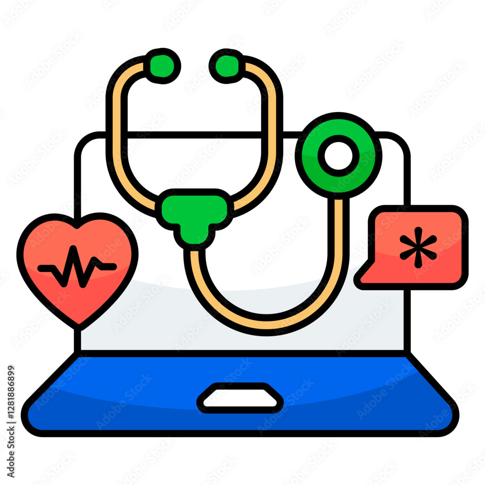 A flat vector design of online healthcare A flat vector design of online healthcare