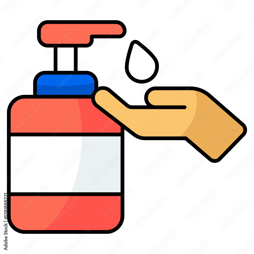 A flat design icon of hand sanitizer A flat design icon of hand sanitizer