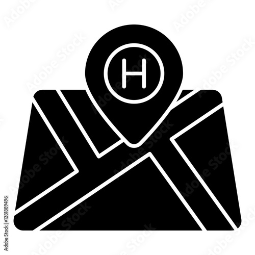 Hospital location icon in unique design