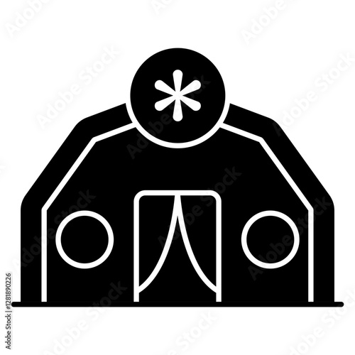 A flat design icon of medical camp