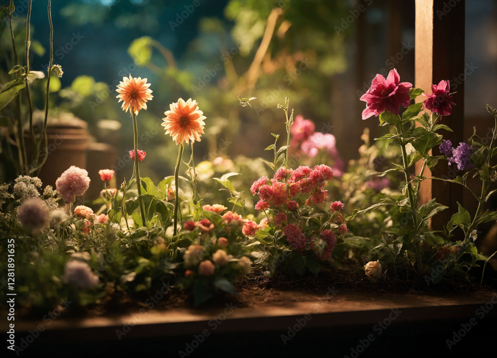 Naklejka premium a magical garden where fabulous plants grow