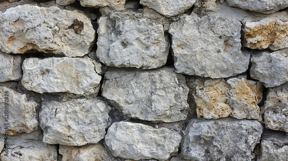 Natural limestone wall with grey and brown textured layers for rustic and architectural design Natural limestone wall with grey and brown textured layers for rustic and architectural design
