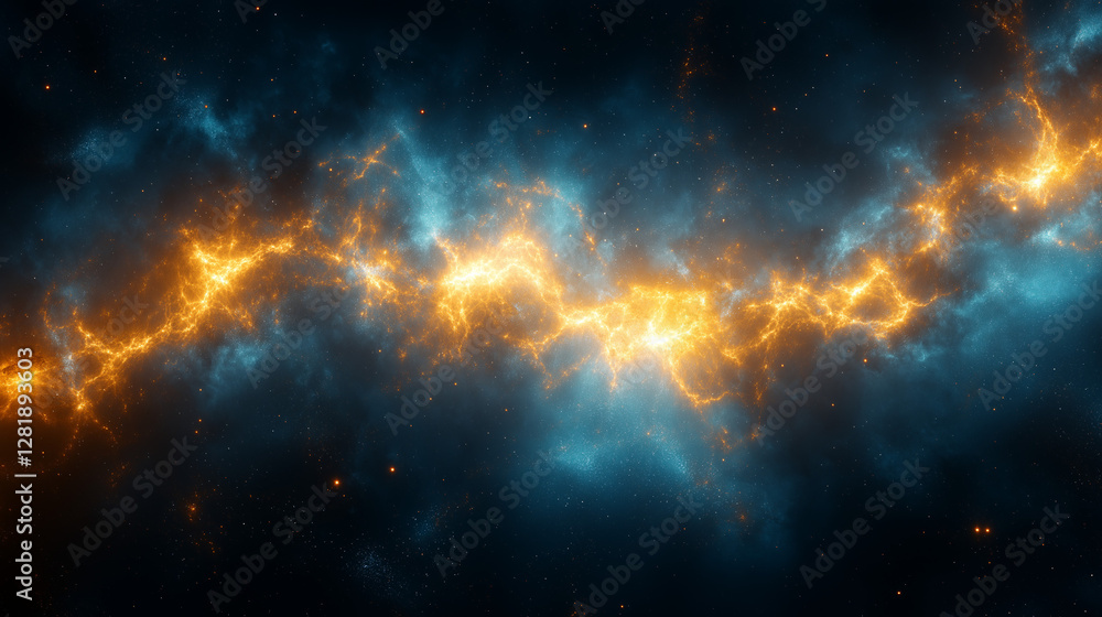 Naklejka premium Electrified Cosmic Veins in Deep Space – AI Generated