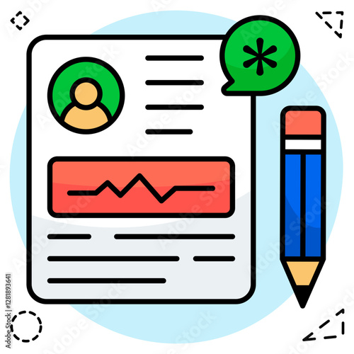 A flat design icon of prescription