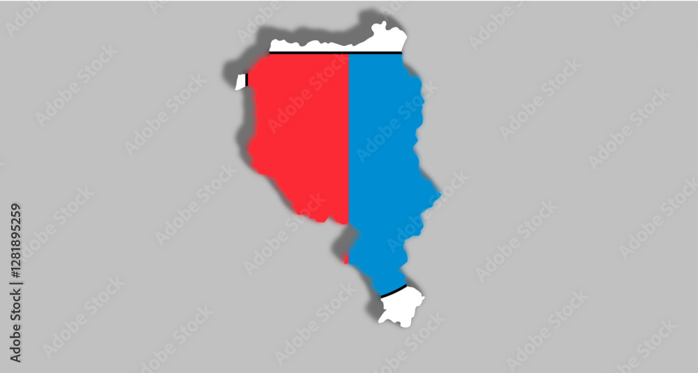Fototapeta premium Vector graphic with 3d shape of Swiss Canton of Ticino with coat of arms against gray background. Illustration made February 1st, 2025, Zurich, Switzerland.