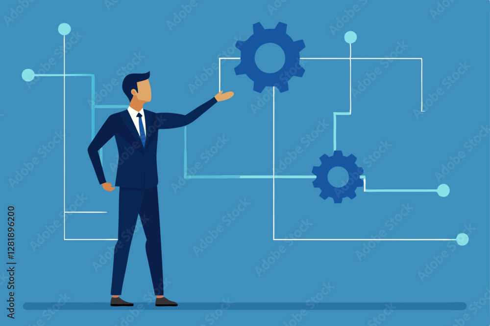 businessman with gears businessman with gears