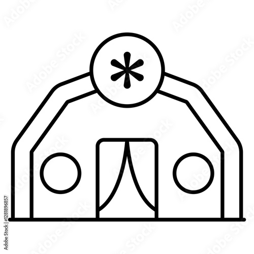 A flat design icon of medical camp