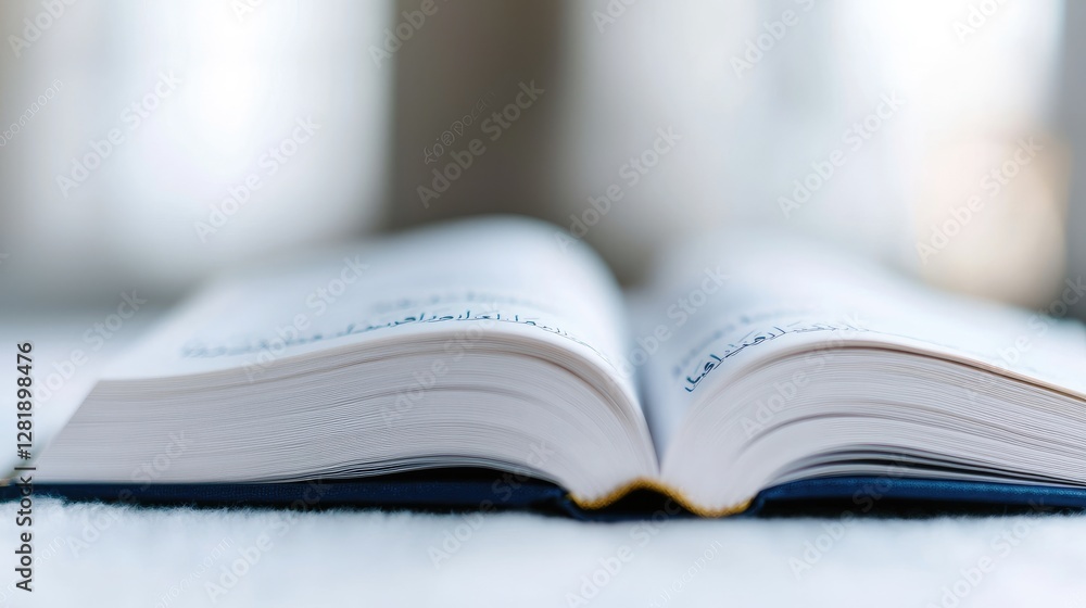 Open book on a table in a bright room. Possible use Education resource stock image Open book on a table in a bright room. Possible use Education resource stock image