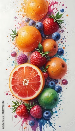 fresh fruit on a white background