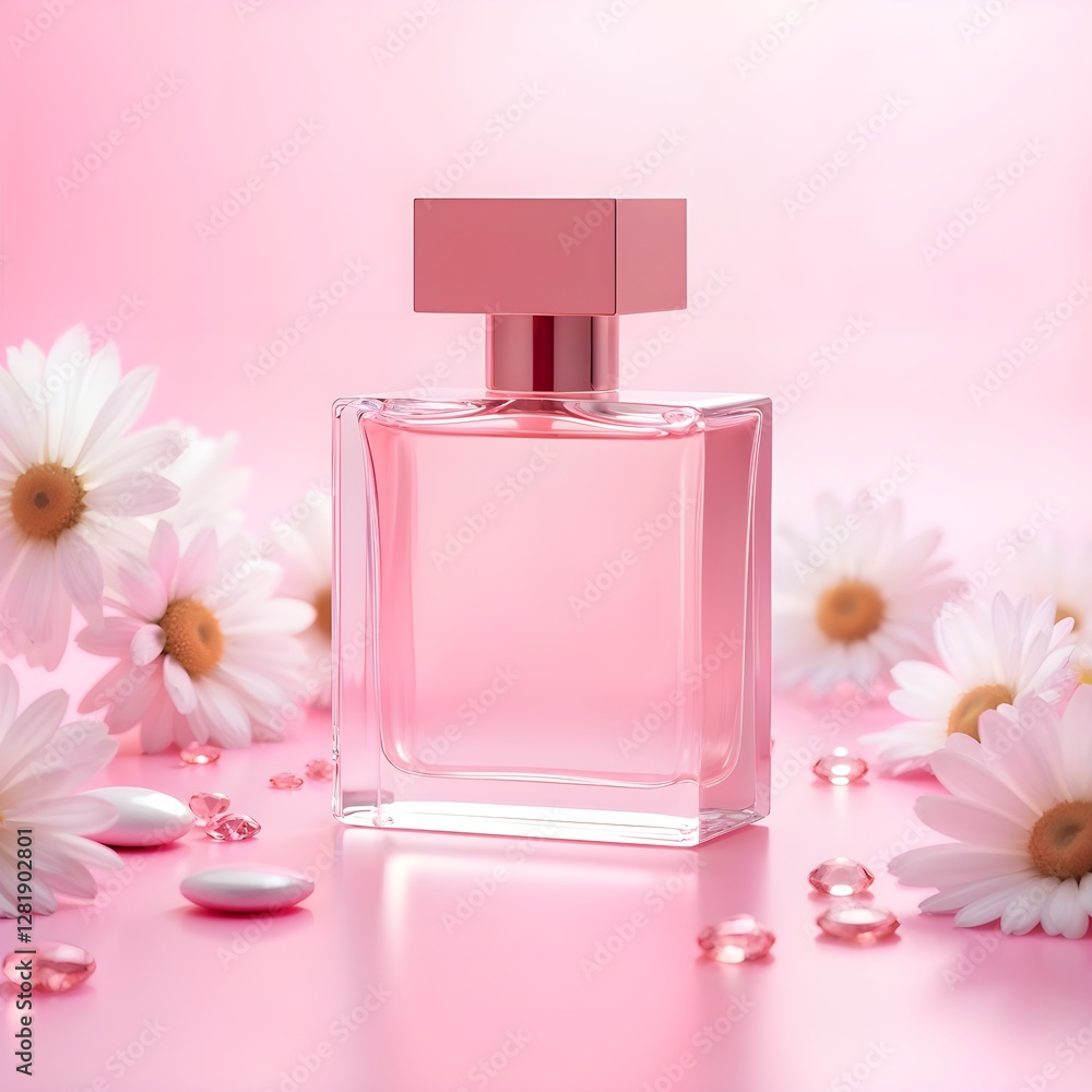bottle of perfume with flower bottle of perfume with flower