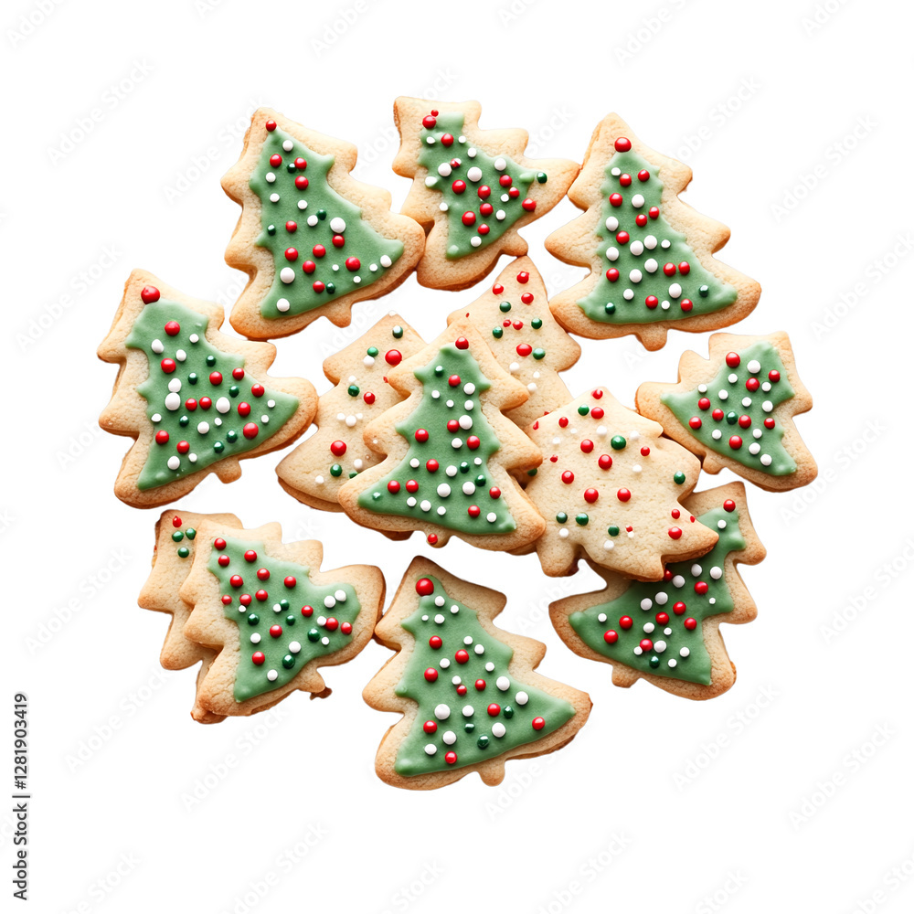 Christmas Cookies with Green Icing and Red and White Sprinkles. Christmas Cookies with Green Icing and Red and White Sprinkles.