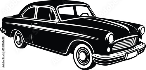 Drive Black vintage car white background