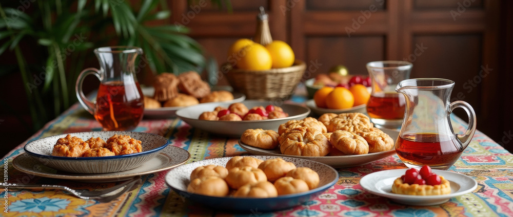 Fototapeta premium Festive March Gathering With Traditional Treats and Tea