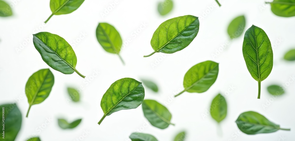 Falling baby spinach leaves isolated on transparent background. Fresh green vegetable, organic healthy alimentary food. Salad ingredient, leafy edible produce. Harvest seasonal farm natural vegan Falling baby spinach leaves isolated on transparent background. Fresh green vegetable, organic healthy alimentary food. Salad ingredient, leafy edible produce. Harvest seasonal farm natural vegan
