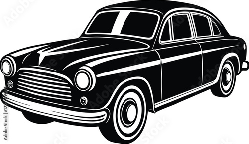 Drive Black vintage car white background