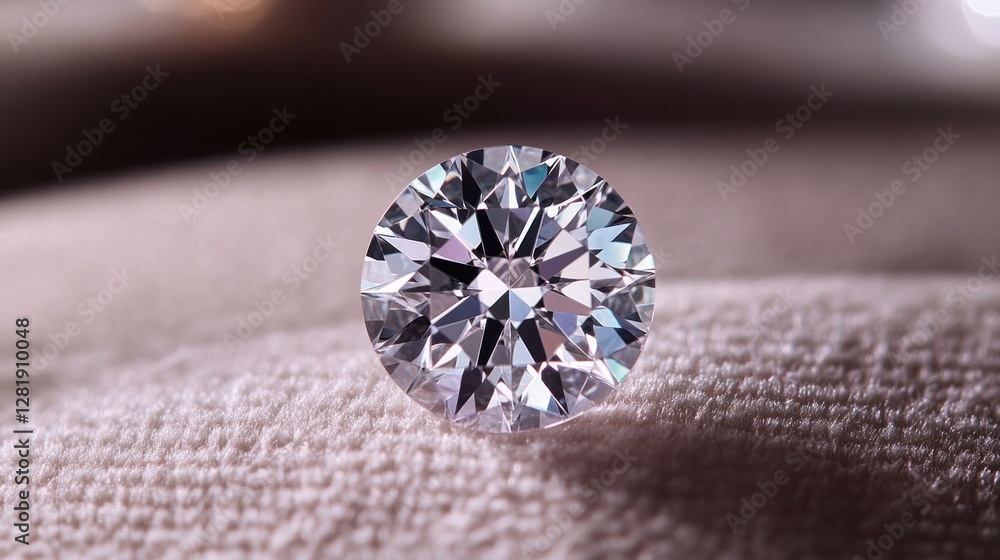 Sparkling round brilliant-cut diamond on soft fabric. Sparkling round brilliant-cut diamond on soft fabric.