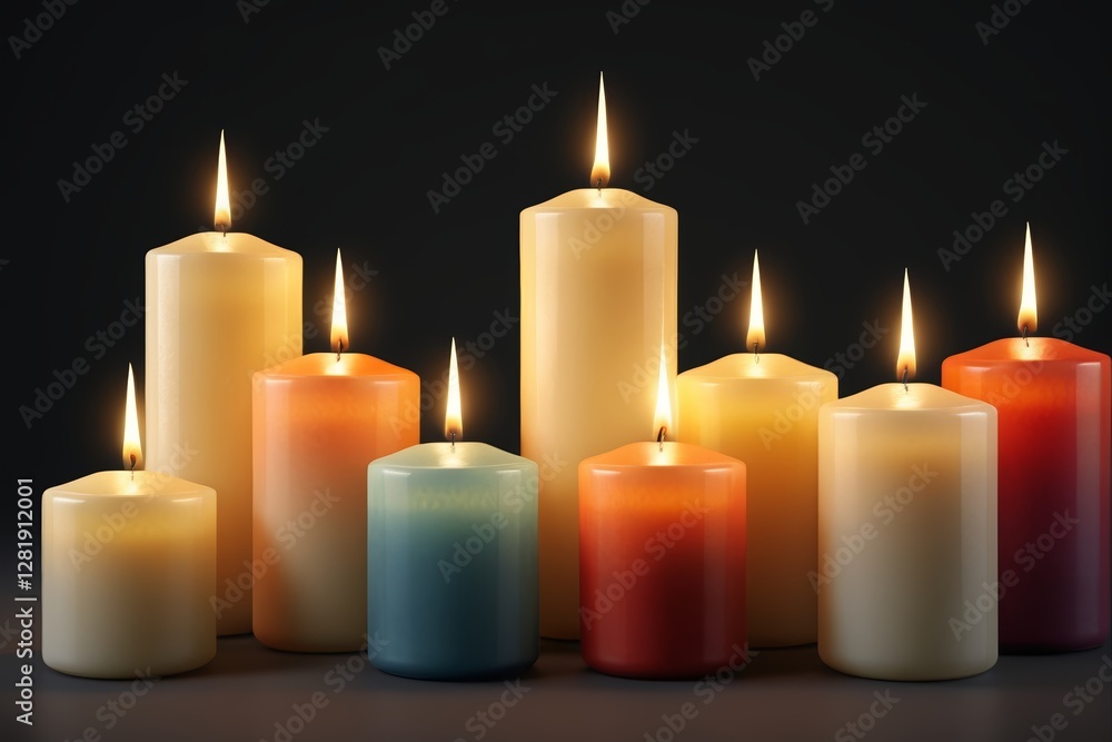 a close up of a group of candles with different colors a close up of a group of candles with different colors