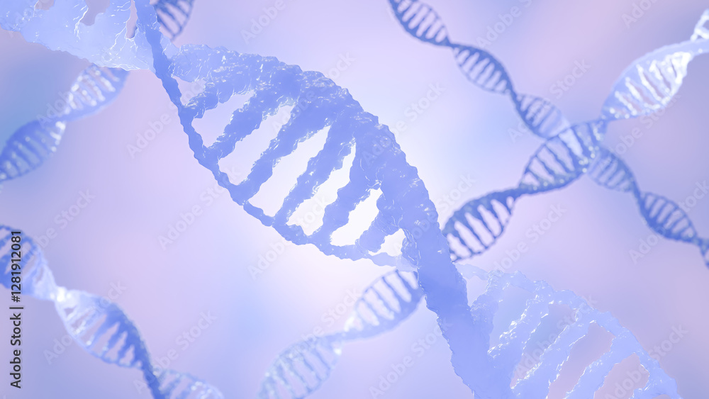 Fototapeta premium Futuristic Blue DNA Helix – Scientific Research and Genetic Engineering
