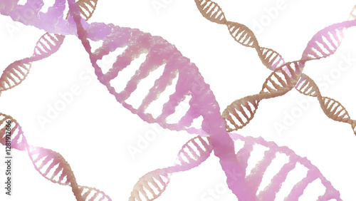 Elegant Golden-Pink DNA Helix – Advanced Genetic Research (Transparent Background)