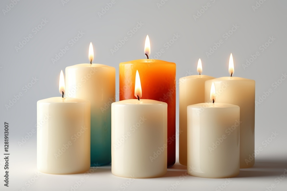 candles are lit and sitting in a row on a table candles are lit and sitting in a row on a table