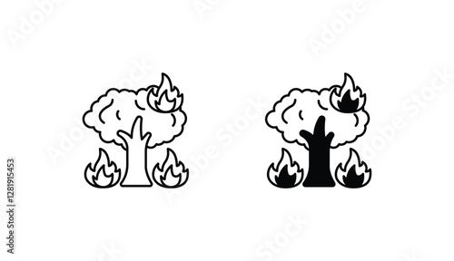 Wild Fire icon design with white background stock illustration