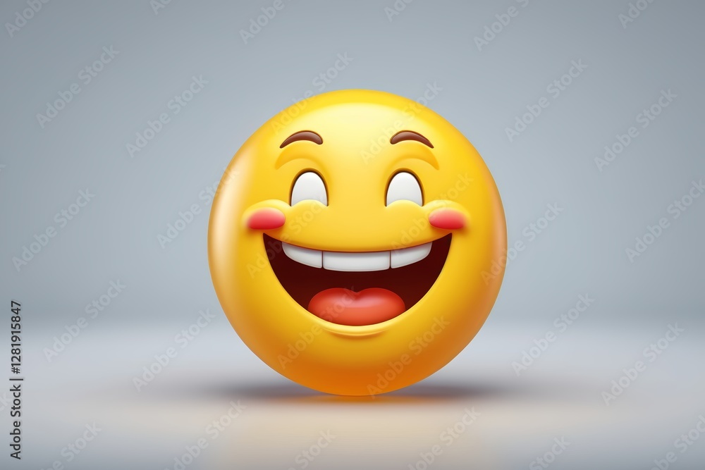 Fototapeta premium smiling yellow emoticion with open mouth and tongue