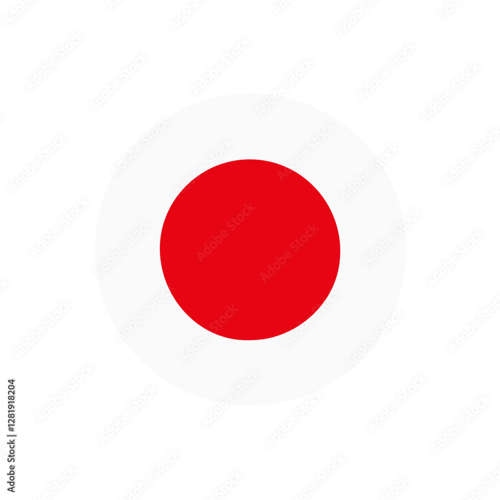 Japanese flag in minimalistic circular design Japanese flag in minimalistic circular design
