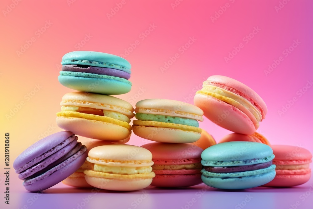 a close up of a pile of macarons with different colors a close up of a pile of macarons with different colors