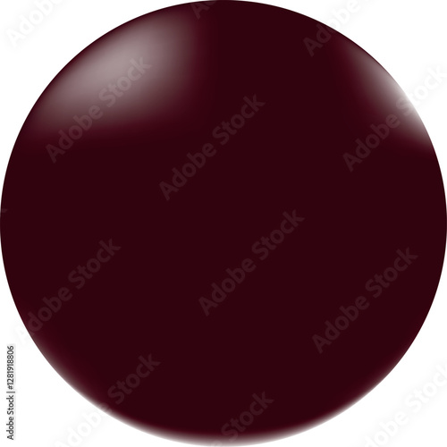 Glossy 3D burgundy layer with barely noticeable reflections, which gives it a smooth and reflective look on a plain white background.