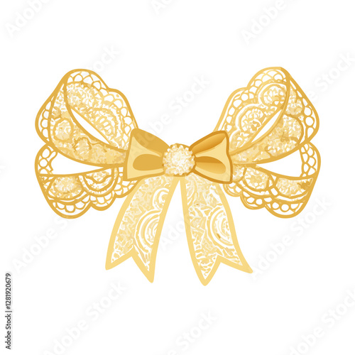 Golden lace bow with detailed ornamentation