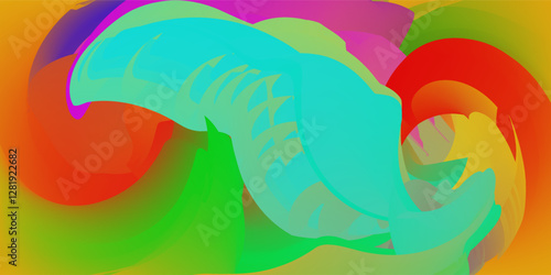 Abstract Defocused Rainbow Background with Gradient, Spots and highlight. Bright Colorful Background with Blurred shapes.