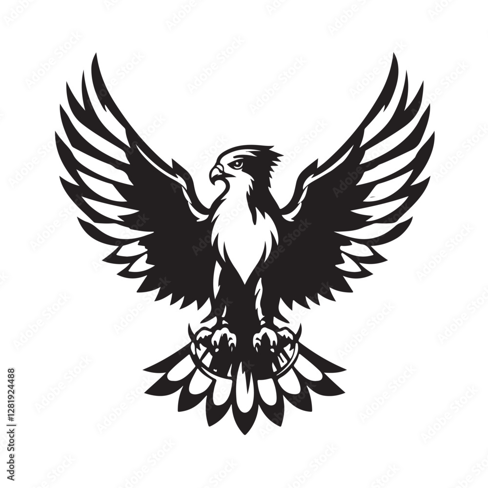 Obraz premium Colorful Hawk or Eagle Mascot silhouette in vector style with a white background